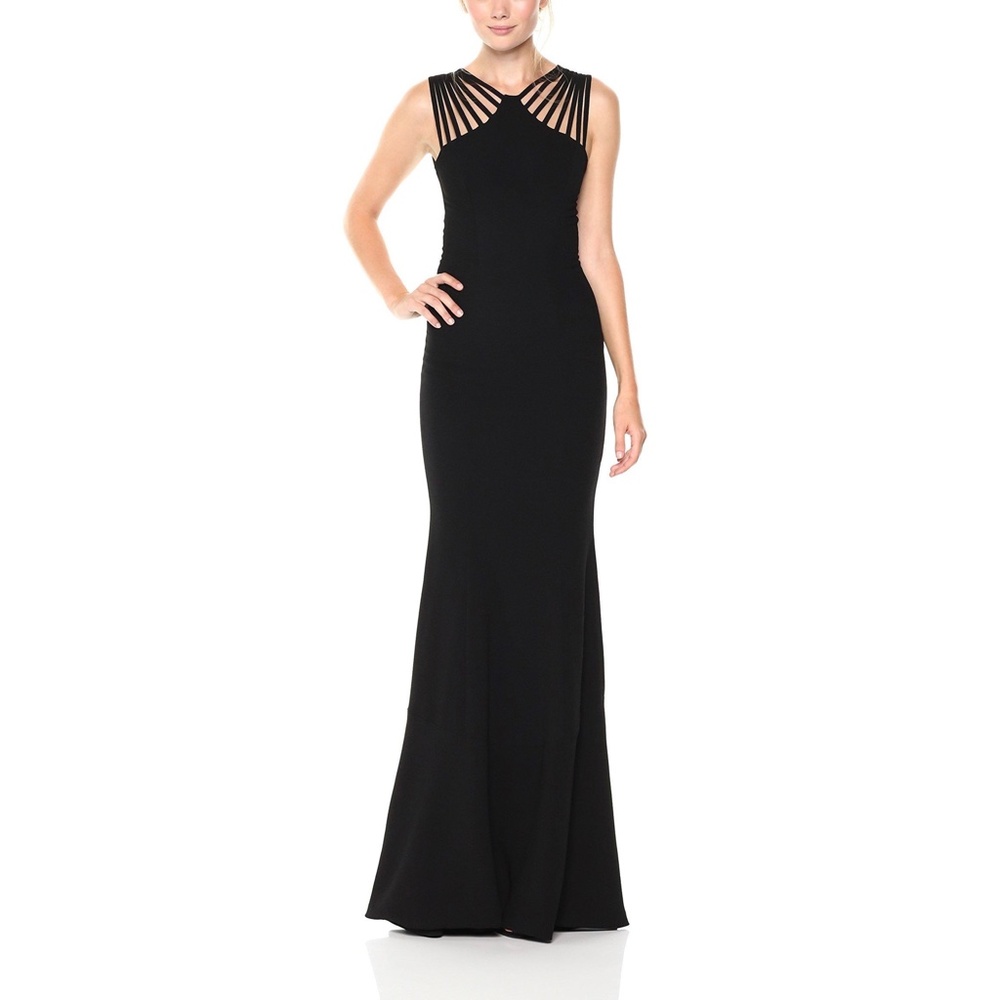 NEW Dress the Population Harlow Crepe Gown, Black, Medium